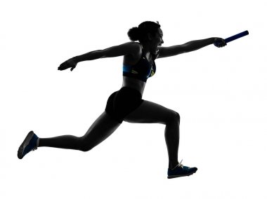 Atletizm geçiş koşucular sprinters koşucular çalışan silho izole