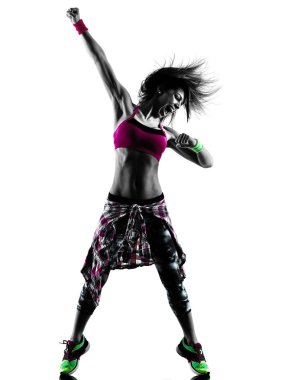 kadın zumba fitness egzersizleri dansçı izole siluet