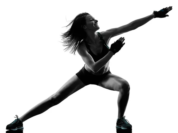 Kardiyo boks çekirdek egzersiz fitness egzersiz aerobik kadın çapraz — Stok fotoğraf