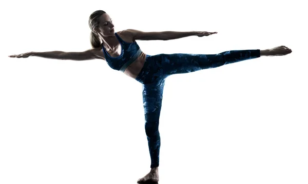 Γυναίκα fitness Yoga ασκήσεις σιλουέτα — Φωτογραφία Αρχείου