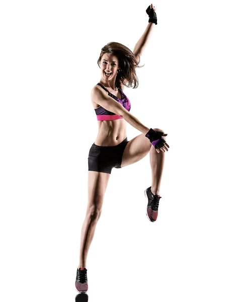 Cardio boxing cross core workout fitness exercise aerobics woman — Stock Photo, Image
