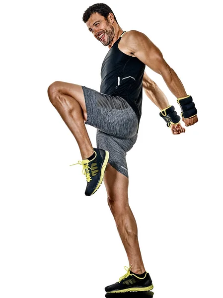 Ο άνθρωπος cardio πυγμαχία ασκήσεις γυμναστικής απομονωμένες — Φωτογραφία Αρχείου