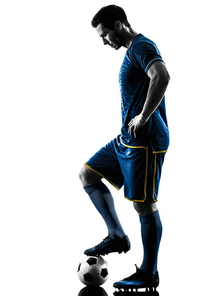 Voetbal speler man silhouet geïsoleerd — Stockfoto