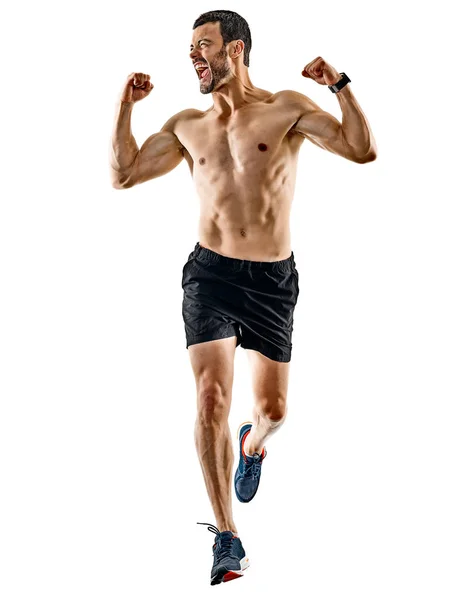 Muž běžec běžec běh jogging izolované stíny — Stock fotografie