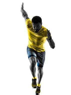 izole siluet beyaz geri jogging jogging yapan çalışan adam runner