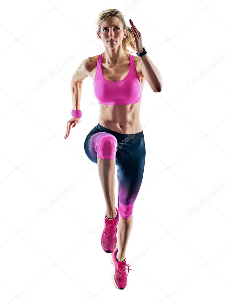 woman sport runner running jogger jogging isolated white backgro