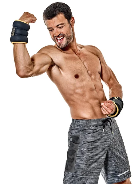 Mannen cardio boxing fitnessövningar isolerade — Stockfoto