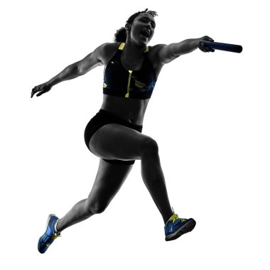 Atletizm geçiş koşucular sprinters koşucular çalışan silho izole