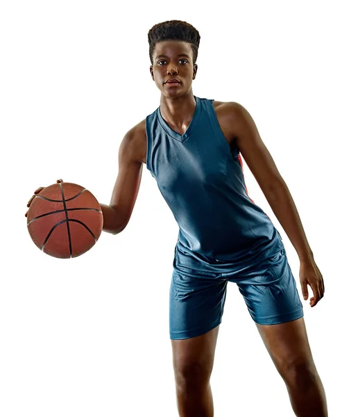 Basketbol oyuncu kadın genç kız izole gölgeler Telifsiz Stok Fotoğraflar