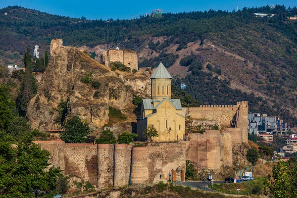 Narikala要塞第比利斯城市景观天际线格鲁吉亚欧洲地标 — 图库照片