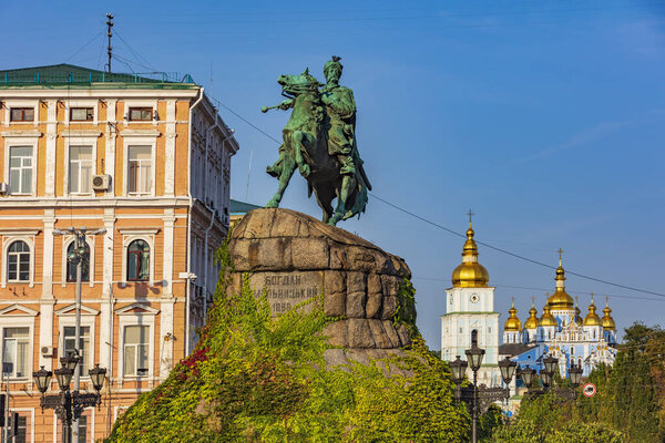 Monument Bohdan-Khmelnytsky Sofiivska Square Kiev Ukraine Landmark