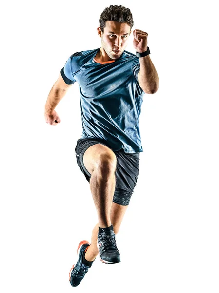 Runner running jogger jogger young man isolated white background — Stock Photo, Image