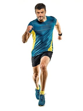 Yetişkin adam koşucu koşucusu izole edilmiş beyaz arkaplan