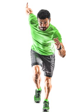 adam beyaz koşmak izole koşu siluet