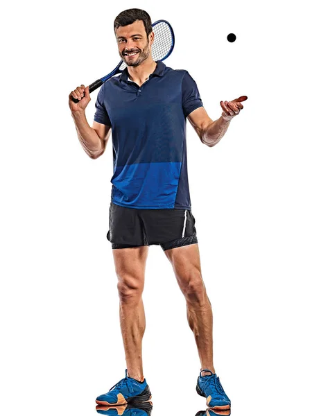 Squash player man isolated white background — 图库照片