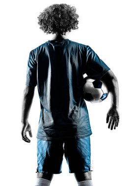 genç genç futbol oyuncu adam siluet izole