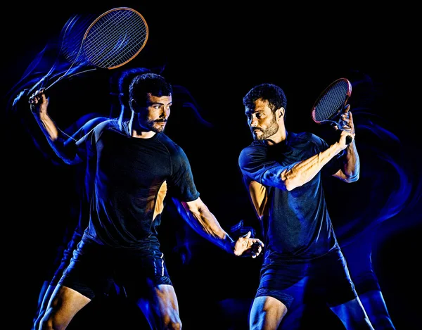 Tennis speler man licht schilderij geïsoleerde zwarte achtergrond — Stockfoto