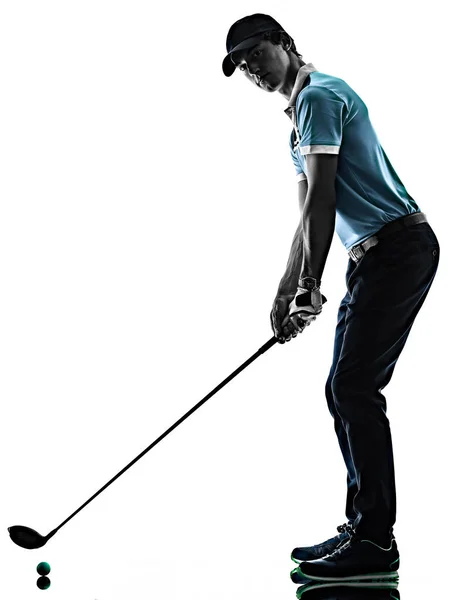 Homme Golf golfeur golf isolé ombre silhouette fond blanc — Photo