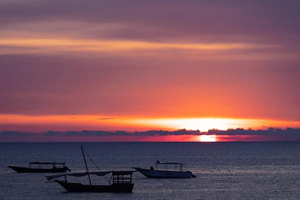 日落海景 nungwi Unguja 桑给巴尔岛坦桑尼亚东非 — 图库照片