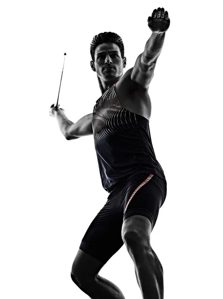 Jovem atleta atleta Javelin isolado fundo branco Fotos De Bancos De Imagens Sem Royalties