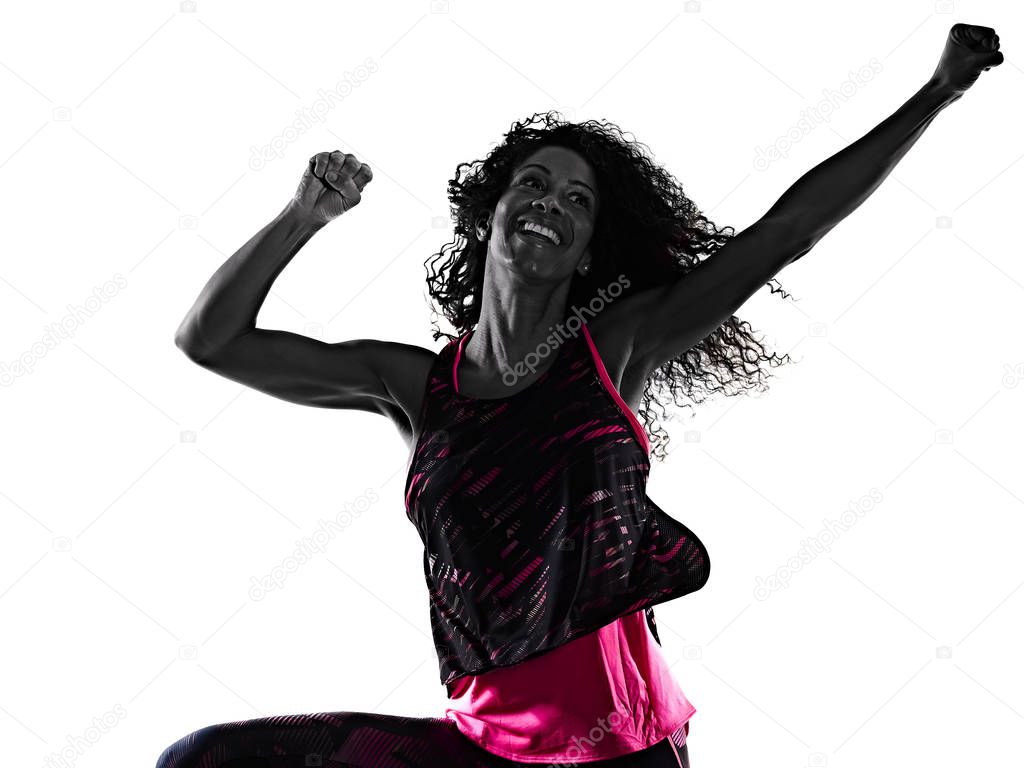 woman cardio dancer dancing fitness fitness exercises isolated white background