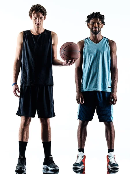 Pemain basket pria terisolasi bayangan siluet — Stok Foto