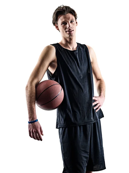 Человек-баскетболист изолированная силуэт тень — стоковое фото