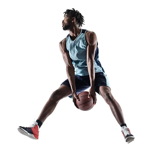 Basketbal speler man geïsoleerd silhouet schaduw — Stockfoto
