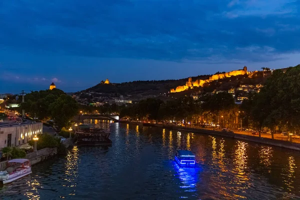 Twierdza Narikala Tbilisi Kuri Rzeka Cityscape Gruzja Europa punkt orientacyjny — Zdjęcie stockowe