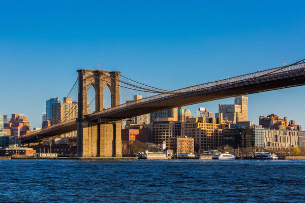The Brooklyn Bridge from Manhattan Landmarks in New York City USA