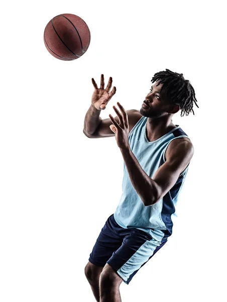 Basketbal speler man geïsoleerd silhouet schaduw — Stockfoto