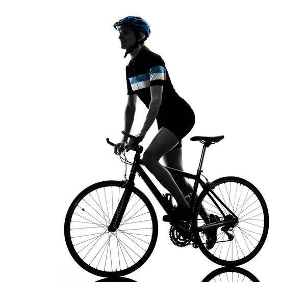 Cycliste équitation vélo femme silhouette isolée — Photo