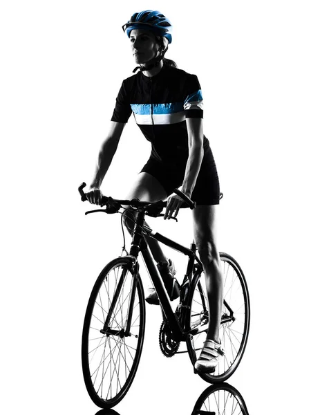 Cycliste équitation vélo femme silhouette isolée — Photo