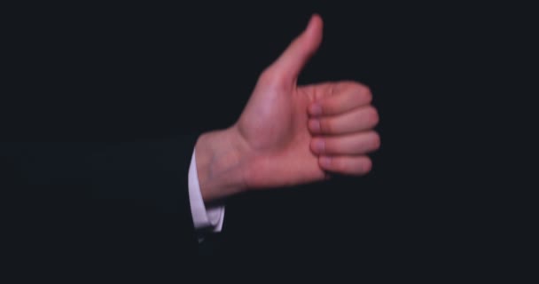 Businessman Suit Thumb Black Background — Stock Video