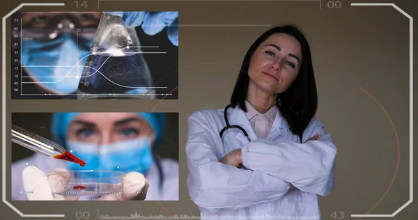 Ärzte Die Eine Online Videokonferenz Durchführen Lassen Analysieren Die Medizinische — Stockfoto