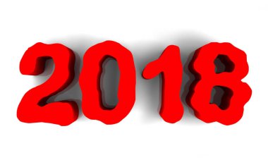 Beyaz arka plan yeni yıl kırmızı parlak 3d resimler