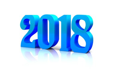 Beyaz arka plan yeni yıl mavi parlak 3d resimler