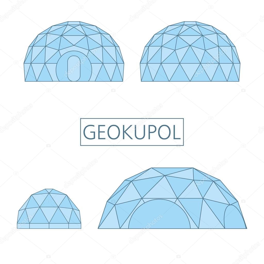 Geokupol, spherical architectural structure, assembled from rods forming a geodetic structure
