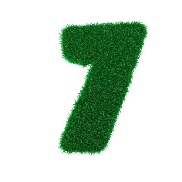 Illustration Three Dimensional Letters Numbers Made Green Grass Isolated White — Stock Photo, Image