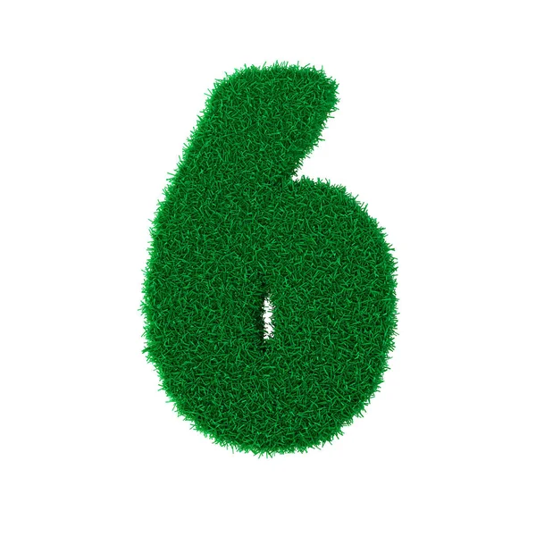 Illustration Three Dimensional Letters Numbers Made Green Grass Isolated White — Stock Photo, Image