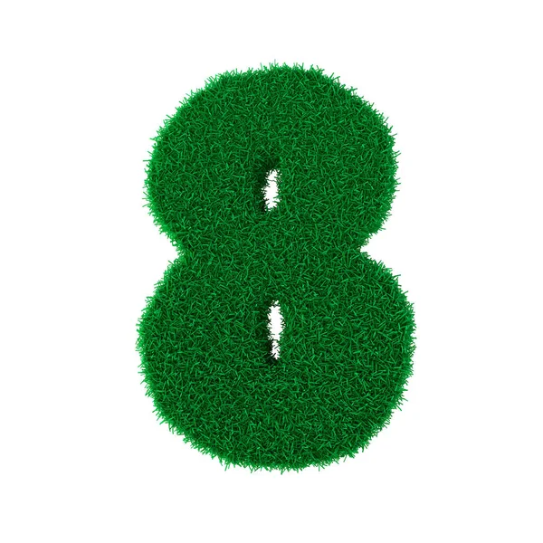 Illustration Three Dimensional Letters Numbers Made Green Grass Isolated White — Stock Photo, Image