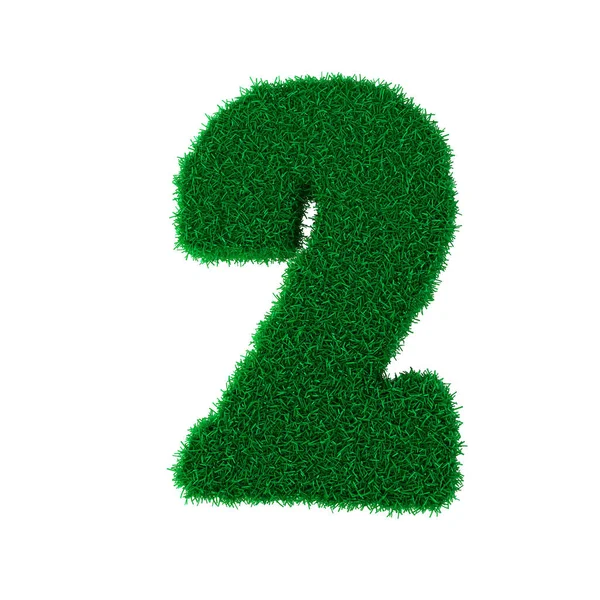 Illustration Three Dimensional Letters Numbers Made Green Grass Isolated White — Stock Photo, Image