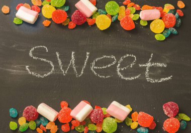 parlak renkli şeker