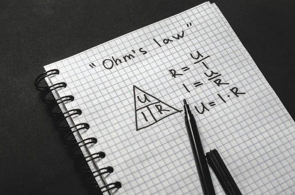 Page with formulas and Ohm's law — Stock Photo, Image