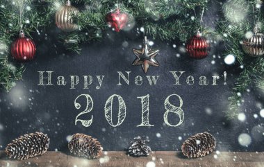 Mutlu yeni yıl Noel süslemeleri ile