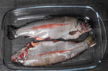 ham alabalık, Balık Pişirme çanağı üstten görünüm bir cam