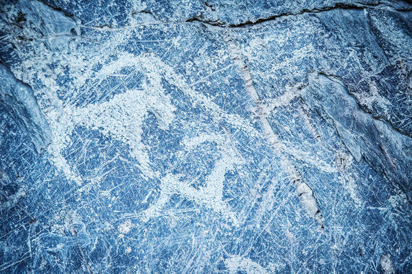 Prehistoric Paintings and drawings in a Cave.