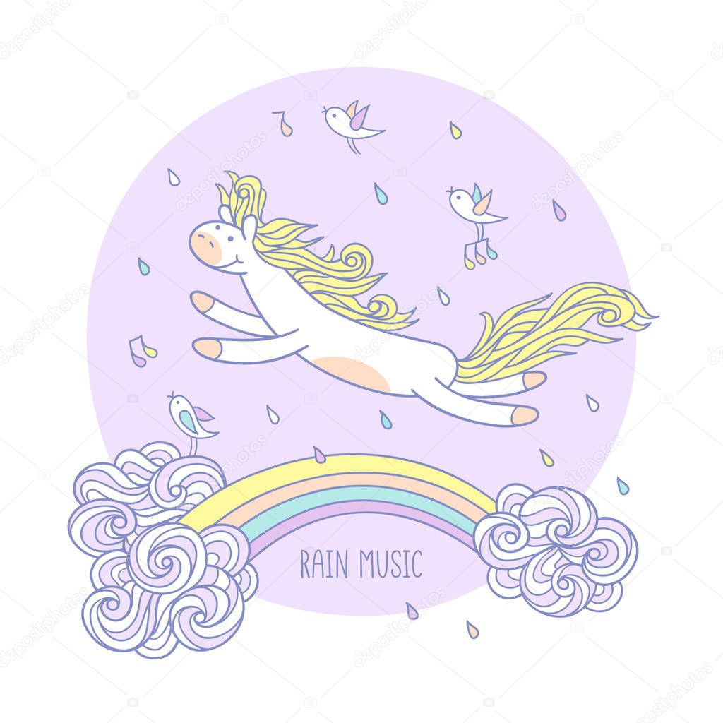 little pony jumping on rainbow