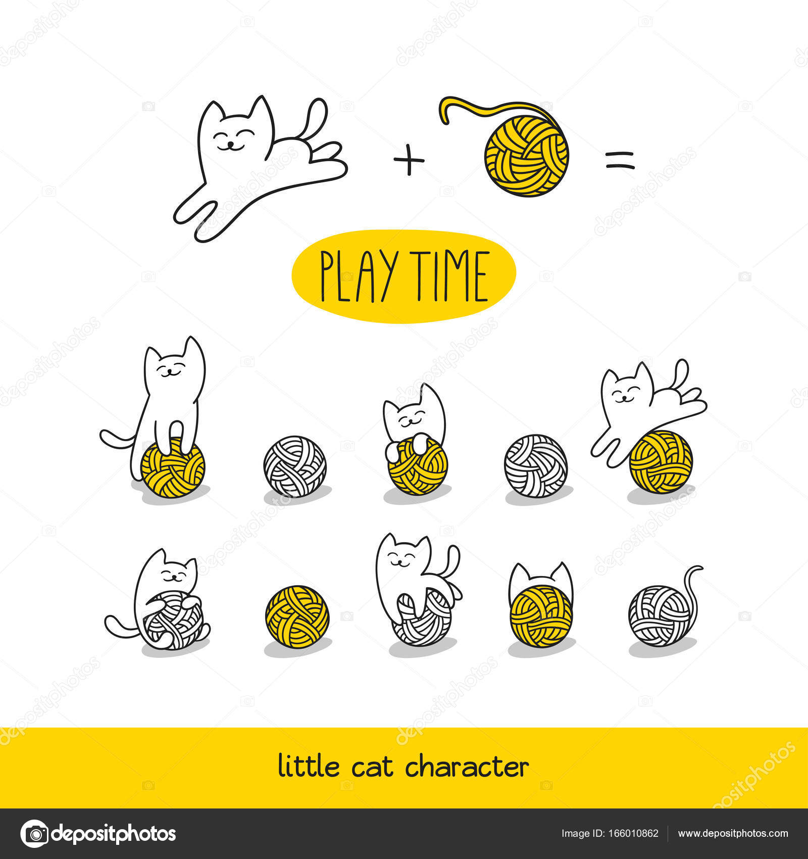 Set di carattere animale sveglio ed elementi grafici per il disegno di bambini Cartone animato stile disegnato a mano