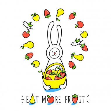 tavşan tam sepeti tutan 